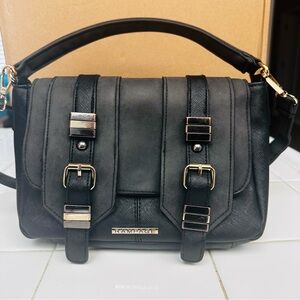 Rampage Black Satchel with Buckle Accents